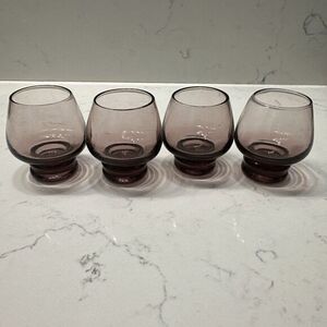 Cambridge Glass Amethyst Footed 4 pc set RARE Vintage Shot Glasses 1960s
